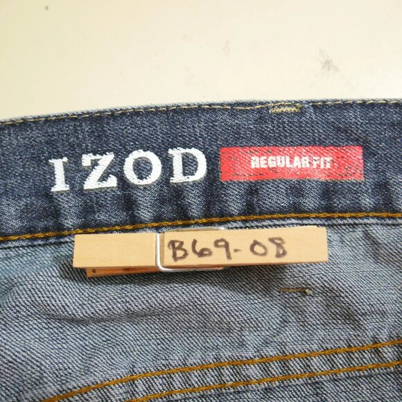 Izod Regular Fit Straight Leg Denim Jeans Dark Wash Men's Sz 42-44x33 EUC - Picture 7 of 7